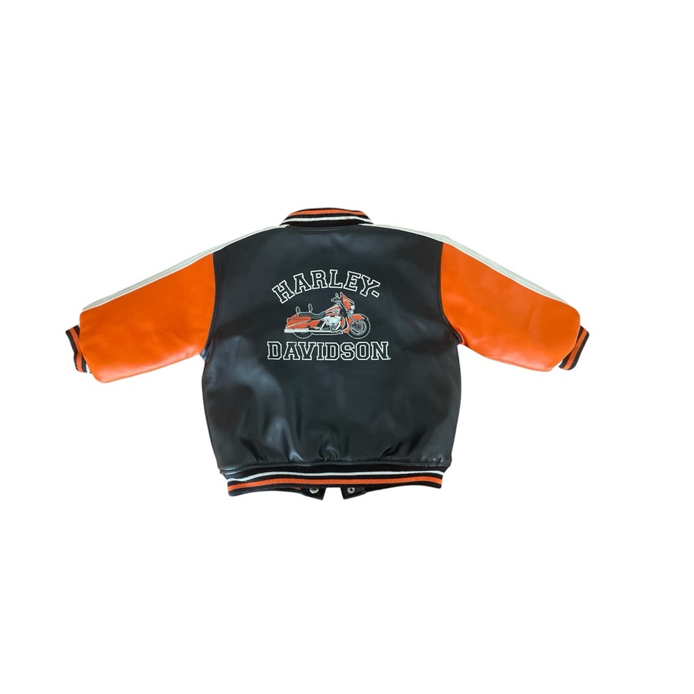 2T Harley-Davidson Black and Orange Leather Jacket